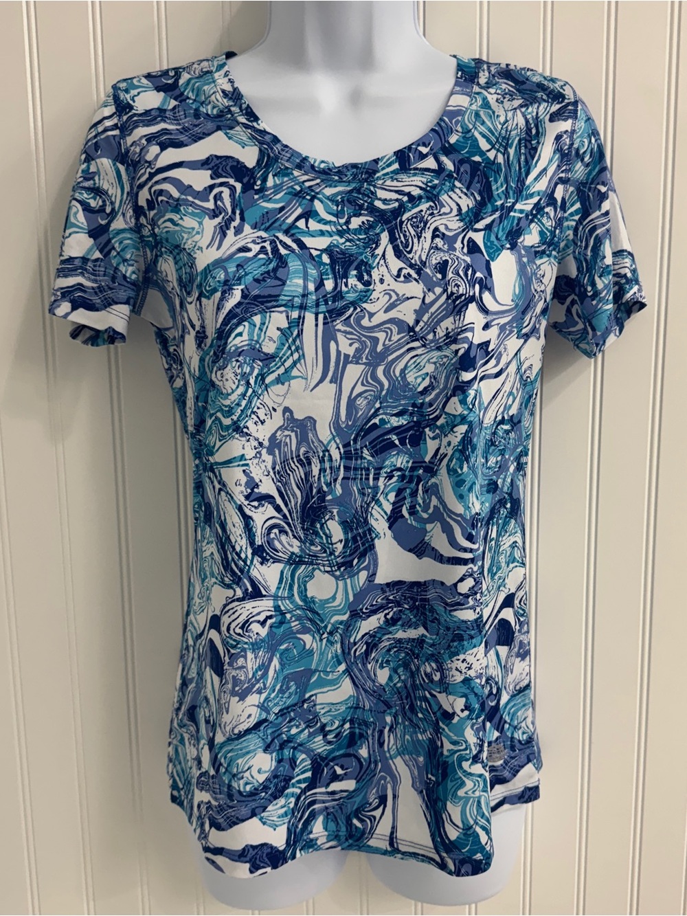 Reel Legends Blue & Teal Marble Short Sleeve Top